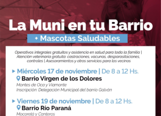 Se brindarán prestaciones gratuitas en los barrios Virgen de los Dolores y Río Paraná