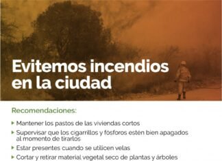 La Municipalidad solicita extremar medidas para evitar incendios en la ciudad